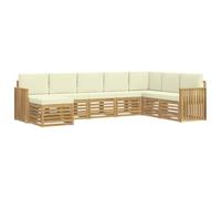 vidaXL Conjunto de sofás de Exterior 8 pcs Blanco y Crema, Muebles de Jardín, Sofá Moderno, Juego de Asientos para Patio, Terraza, Sección Duradera y Cómoda