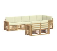 vidaXL Conjunto de sofás de Exterior 8 uds. Blanco y Crema Poliéster