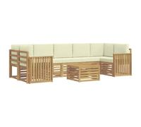 vidaXL Conjunto de sofás de Exterior 8 uds. Blanco y Crema Poliéster