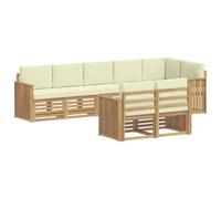 vidaXL Conjunto de sofás de Exterior 8 uds. Blanco y Crema Poliéster