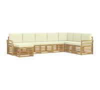 vidaXL Conjunto de sofás de Exterior 8 pcs Blanco y Crema, Muebles de Jardín, Sofá Moderno, Juego de Asientos para Patio, Terraza, Sección Duradera y Cómoda