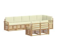 vidaXL Conjunto de sofás de Exterior 8 uds. Blanco y Crema Poliéster