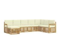 vidaXL - Juego de sofás para exteriores, 8 unidades, color blanco y crema, muebles de jardín, sofá moderno, conjunto cómodo para terraza, zona de salón, resistente y elegante