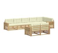 vidaXL Conjunto de sofás de Exterior 8 uds. Blanco y Crema Poliéster
