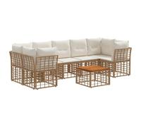 vidaXL Conjunto de sofás de Exterior 8 uds. Natural y Crema