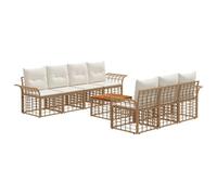 vidaXL Conjunto de sofás de Exterior 8 uds. Natural y Crema