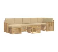 vidaXL Conjunto de sofás de Exterior 8 uds. y Beige Poliéster