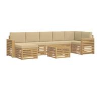 vidaXL Conjunto de sofás de Exterior 8 uds. y Beige Poliéster