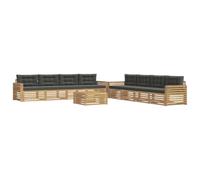vidaXL Conjunto de sofás de Exterior 9 pcs Blanco y Antracita, Conjunto de Jardín, Sofá de Acacia Moderno, Muebles Resistentes al Clima, Asientos Cómodos para Terrazas