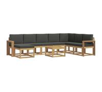 vidaXL Conjunto de sofás de Exterior 9 pcs Blanco y Antracita, Conjunto Sofá Jardín Moderno, Seccional Resistente, Muebles Acacia, para Relajarte al Aire Libre