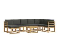 vidaXL Conjunto de sofás de Exterior 9 pcs Blanco y Antracita, Conjunto Sofá Jardín Moderno, Seccional Resistente, Muebles Acacia, para Relajarte al Aire Libre