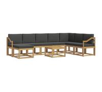 vidaXL Conjunto de sofás de Exterior 9 pcs Blanco y Antracita, Conjunto Sofá Jardín Moderno, Seccional Resistente, Muebles Acacia, para Relajarte al Aire Libre
