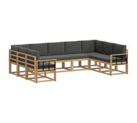 vidaXL Conjunto de sofás de Exterior 9 pcs Blanco y Antracita, Juego de Sofás Modernos, Resistente a la Intemperie, Muebles de Acacia, Sección Lujosa, Asientos Cómodos