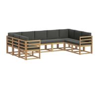 vidaXL Conjunto de sofás de Exterior 9 pcs Blanco y Antracita, Juego de Sofás Modernos, Resistente a la Intemperie, Muebles de Acacia, Sección Lujosa, Asientos Cómodos