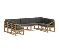 vidaXL Conjunto de sofás de Exterior 9 pcs Blanco y Antracita, Juego de Sofás Modernos, Resistente a la Intemperie, Muebles de Acacia, Sección Lujosa, Asientos Cómodos