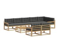 vidaXL Conjunto de sofás de Exterior 9 pcs Blanco y Antracita, Seccional para Patio, sofá Moderno, Muebles de jardín Resistentes al Clima, Ideal para Relajarse al Aire Libre