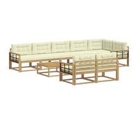 vidaXL Conjunto de sofás de Exterior 9 pcs Blanco y Crema, Seccional para Patio, sofá Moderno, Muebles de jardín Resistentes al Clima, Ideal para Relajarse al Aire Libre