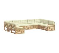vidaXL Conjunto de sofás de Exterior 9 pcs Blanco y Crema, Sofá sectional Moderno para jardín, Muebles de terraza cómodos, Descanso al Aire Libre