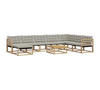 vidaXL Conjunto de sofás de Exterior 9 pcs Blanco y Gris Claro, Muebles de jardín Modernos, sofá Resistente, salón al Aire Libre, Asientos para terraza