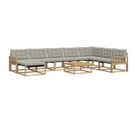 vidaXL Conjunto de sofás de Exterior 9 pcs Blanco y Gris Claro, Muebles de jardín Modernos, sofá Resistente, salón al Aire Libre, Asientos para terraza