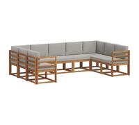 vidaXL Conjunto de sofás de Exterior 9 pcs Gris Natural y Claro, Conjunto de sofá Exterior, seccional Moderno para Patio, Asientos cómodos en el jardín, Muebles de Acacia Resistentes al Clima