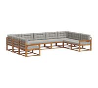 vidaXL Conjunto de sofás de Exterior 9 pcs Gris Natural y Claro, Conjunto de sofá Moderno para Exteriores, colección Duradera de Patio, Muebles versátiles de jardín