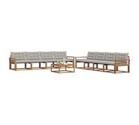 vidaXL Conjunto de sofás de Exterior 9 pcs Gris Natural y Claro, Sofá de jardín Moderno, Mueble seccional Duradero, Asiento cómodo, Ideal para terraza y Patio