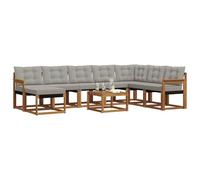 vidaXL Conjunto de sofás de Exterior 9 pcs Gris Natural y Claro, Sofá Moderno para el jardín, sillón al Aire Libre, Resistente al Clima, Mueble Duradero para la terraza