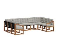 vidaXL Conjunto de sofás de Exterior 9 pcs Gris Natural y Claro, Sofá Moderno y Duradero para terraza, Conjunto cómodo, relajar en el jardín