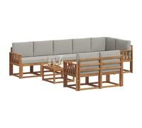 vidaXL Conjunto de sofás de Exterior 9 pcs Gris Natural y Claro, Sofá Modular de Acacia, Conjunto de Lounge cómodo, Muebles de jardín Resistentes para tu Patio Elegante