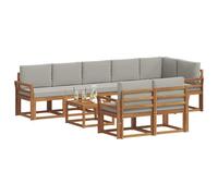 vidaXL Conjunto de sofás de Exterior 9 pcs Gris Natural y Claro, Sofá Modular de Acacia, Conjunto de Lounge cómodo, Muebles de jardín Resistentes para tu Patio Elegante
