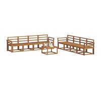 vidaXL Conjunto de sofás de Exterior 9 pcs Natural, Juego de Sofás de Acacia, Muebles Modernos para Jardín, Comodidad en el Patio para Reuniones