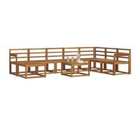 vidaXL Conjunto de sofás de Exterior 9 pcs Natural, Set de Sofás Modulares para Jardín, Muebles de Exterior Duraderos, Asientos de Madera de Acacia, Lounge Cómodo para Patio, Disposición Seccional Ve