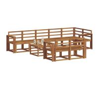 vidaXL Conjunto de sofás de Exterior 9 pcs Natural, Sofá Modular de Acacia, Conjunto de Lounge cómodo, Muebles de jardín Resistentes para tu Patio Elegante