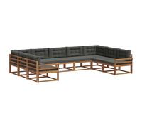 vidaXL Conjunto de sofás de Exterior 9 pcs Natural y Antracita, Conjunto de sofá Moderno para Exteriores, colección Duradera de Patio, Muebles versátiles de jardín