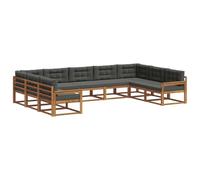 vidaXL Conjunto de sofás de Exterior 9 pcs Natural y Antracita, Conjunto de sofá Moderno para Exteriores, colección Duradera de Patio, Muebles versátiles de jardín