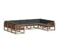 vidaXL Conjunto de sofás de Exterior 9 pcs Natural y Antracita, Conjunto de sofá Moderno para Exteriores, colección Duradera de Patio, Muebles versátiles de jardín