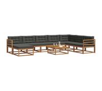 vidaXL Conjunto de sofás de Exterior 9 pcs Natural y Antracita, Juego de sofá Exterior Moderno para jardín, Muebles Minimalistas duraderos para Patio, Asientos Junto a la Piscina, salón Elegante