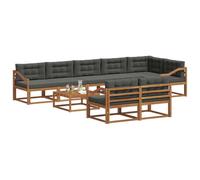 vidaXL Conjunto de sofás de Exterior 9 pcs Natural y Antracita, Muebles Exteriores, Conjunto de sofá de jardín, Sofá de Patio Resistente, Muebles Modernos para Patio