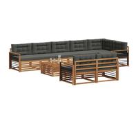 vidaXL Conjunto de sofás de Exterior 9 pcs Natural y Antracita, Sofá de jardín Moderno, Mueble Exterior seccional para terraza, Duradero y cómodo para Disfrutar al Aire Libre