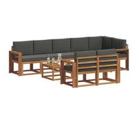 vidaXL Conjunto de sofás de Exterior 9 pcs Natural y Antracita, Sofá Modular de Acacia, Conjunto de Lounge cómodo, Muebles de jardín Resistentes para tu Patio Elegante