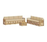 vidaXL Conjunto de sofás de Exterior 9 pcs y Beige 59 x 59 x 37 cm, Sofá de Exterior, mobiliario Moderno para jardín, Conjunto cómodo para terraza y Descanso en Patio