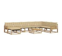 vidaXL Conjunto de sofás de Exterior 9 pcs y Beige, Muebles de jardín Modernos, sofá Resistente, salón al Aire Libre, Asientos para terraza