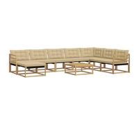 vidaXL Conjunto de sofás de Exterior 9 pcs y Beige, Muebles de jardín Modernos, sofá Resistente, salón al Aire Libre, Asientos para terraza