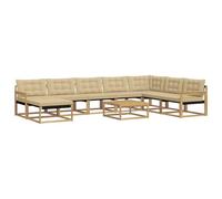 vidaXL Conjunto de sofás de Exterior 9 pcs y Beige, Muebles de jardín Modernos, sofá Resistente, salón al Aire Libre, Asientos para terraza