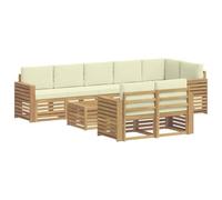 vidaXL Conjunto de sofás de Exterior 9 uds. Blanco y Crema Poliéster