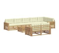 vidaXL Conjunto de sofás de Exterior 9 uds. Blanco y Crema Poliéster