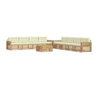 vidaXL Conjunto de sofás de Exterior 9 uds. Blanco y Crema Poliéster