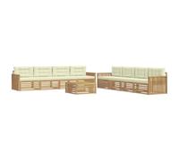 vidaXL Conjunto de sofás de Exterior 9 uds. Blanco y Crema Poliéster