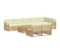 vidaXL Conjunto de sofás de Exterior 9 uds. Blanco y Crema Poliéster